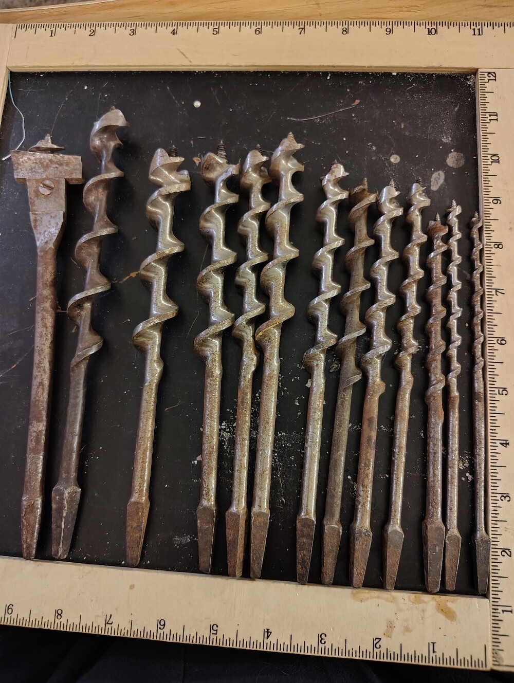 Vintage Auger Drill Bit Set with Adjustable Expansive Bit 10 Pieces